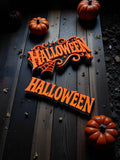 Halloween Schriftzug Deko | 3D gedrucktes Schild in 2 Varianten | Wanddeko mit Fledermäusen, Kürbissen & Spinnennetzen