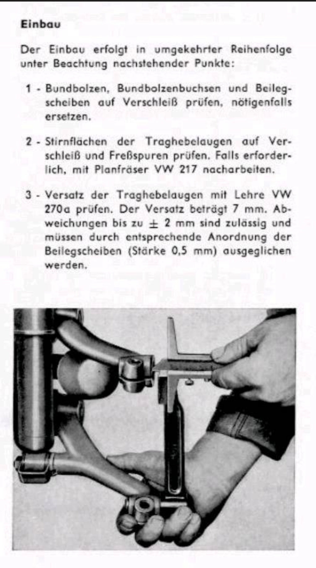 VW Käfer, Bus Matra 270a Sonderwerkzeug, Sturzeinstellung